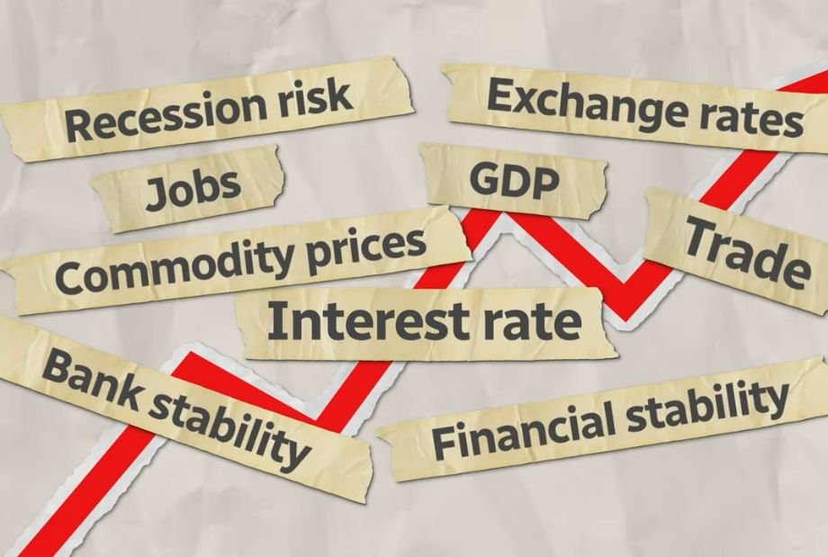 Canadian politicians and economic symbols highlighting policy influence on the economy