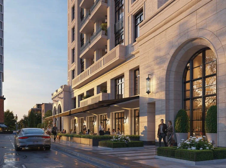 Ground level exterior of 1 Marlborough luxury condos in Midtown Toronto
