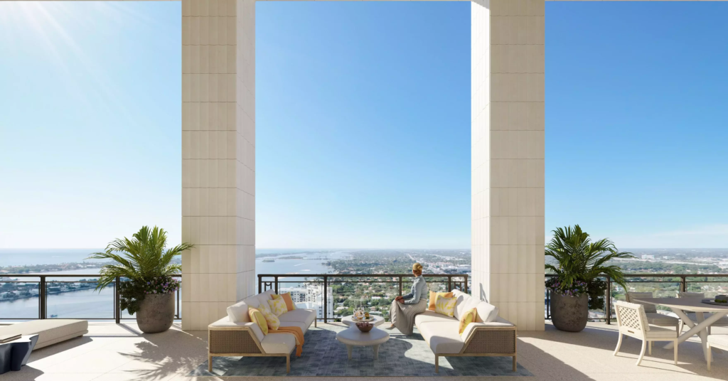 Double-height columns frame penthouse terrace views