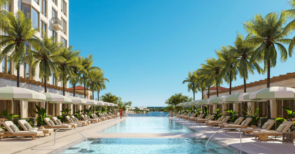 Lakefront pool and cabanas
